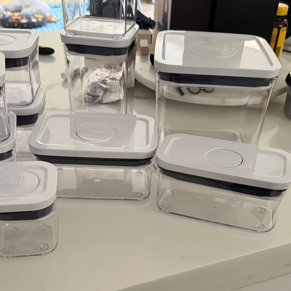OXO POP Airtight Clear Food Storage Container Set with White Lids